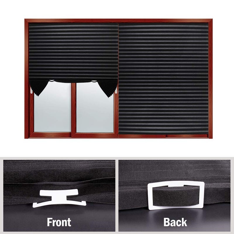 LUCKUP 2 Pack Cordless Light Filtering Pleated Fabric Shade,Easy to Cut and Install, with 4 Clips (36"x72"- 2 Pack, Black) - Image 4