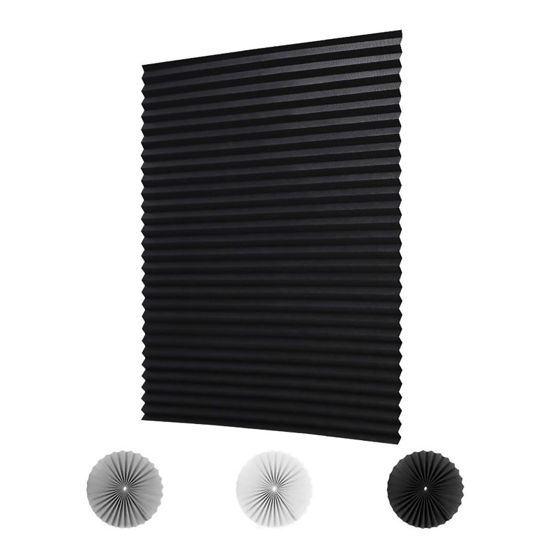 LUCKUP 2 Pack Cordless Light Filtering Pleated Fabric Shade,Easy to Cut and Install, with 4 Clips (36"x72"- 2 Pack, Black) - Image 1