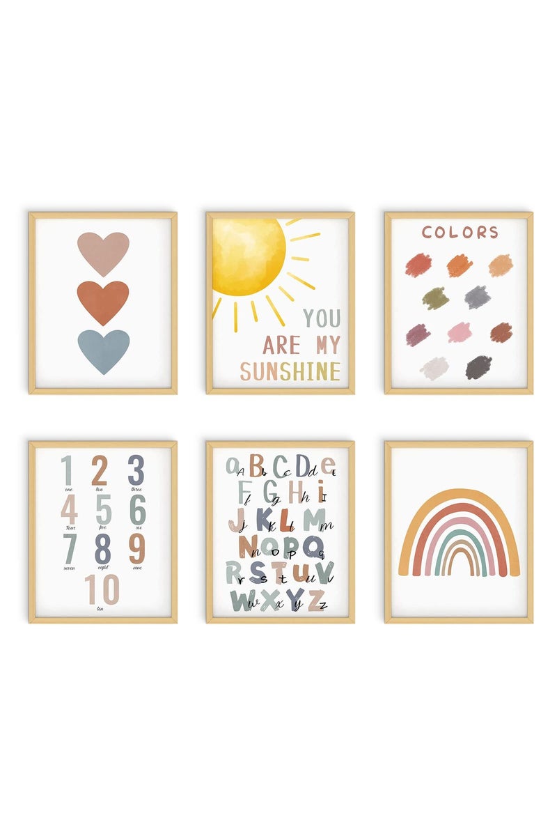 LIYAOLI ALAYRA You Are My Sunshine Decor 8 x 10 inch Set of 6 Unframed Poster for Toddlers Inspirational Kids Wall Art Prints Rainbow Room Decor for Girls Bedroom Classroom Nursery Playroom Wall Decor - Image 1