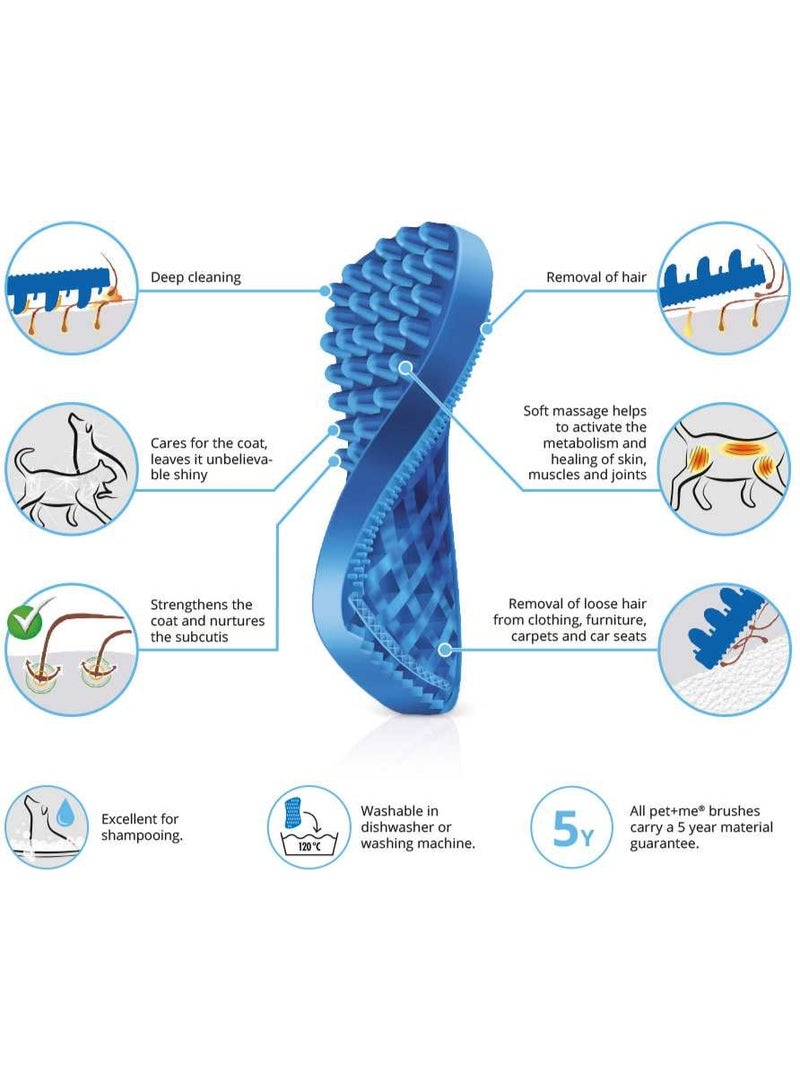 PETME Pet+Me Soft Silicone Brush for Small Dog/Shorthair Cat/Rodents(Blue) - Image 2