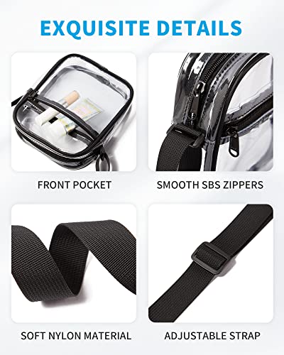 Vorspack Clear Bag Stadium Approved - PVC Clear Purse Crossbody Bag with Front Pocket for Concerts Sports Festivals - Black - Image 4