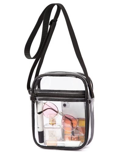 Vorspack Clear Bag Stadium Approved - PVC Clear Purse Crossbody Bag with Front Pocket for Concerts Sports Festivals - Black - Image 1