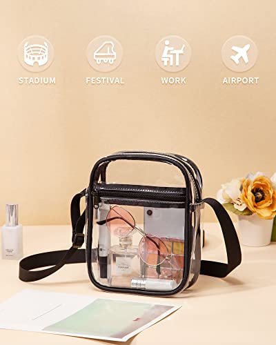 Vorspack Clear Bag Stadium Approved - PVC Clear Purse Crossbody Bag with Front Pocket for Concerts Sports Festivals - Black - Image 5