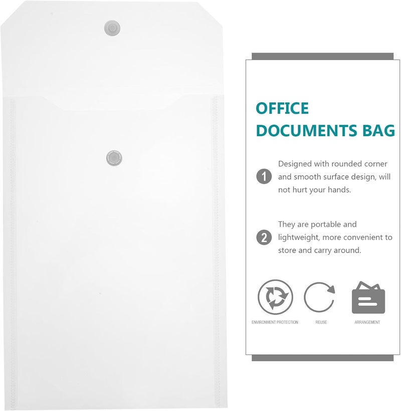 PRETYZOOM 30pcs A5 File Bags with Button Closure, Document Storage Pockets for Office Bills and Artwork, Sturdy Cut Storage Organizing Bags for Filing and Ticket Holding - Image 3