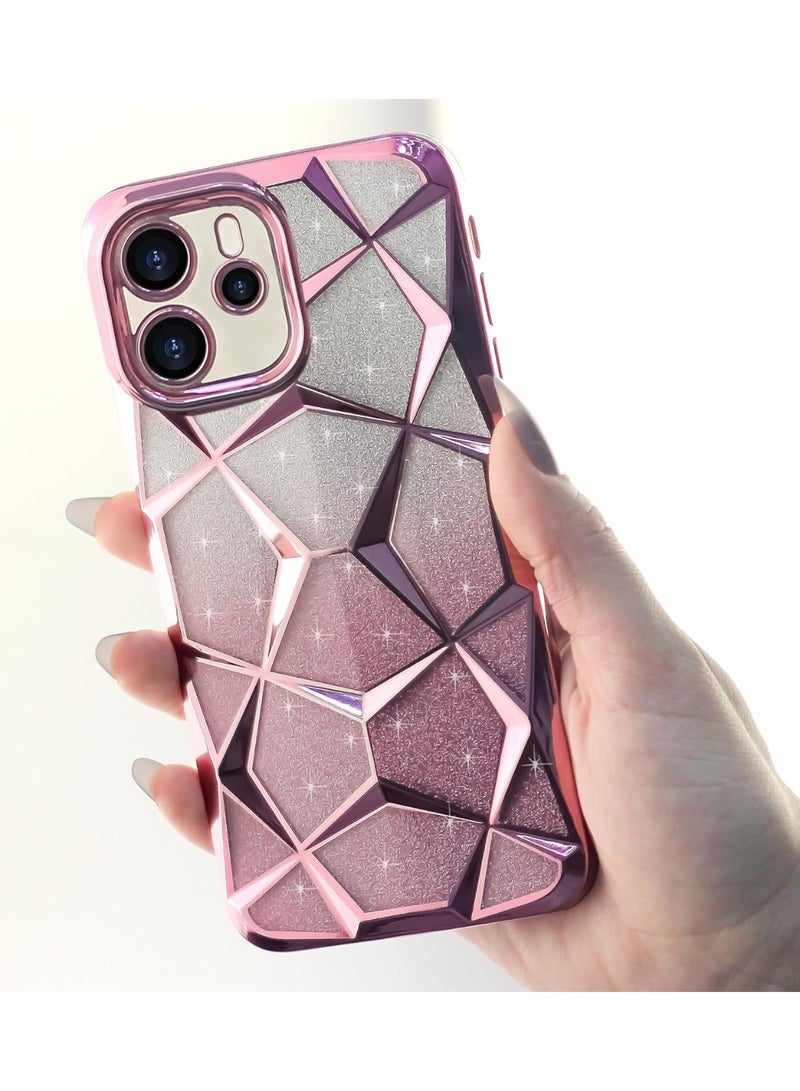 Compatible with Xiaomi Redmi Note 14 4G (Not 5G) Case Plating Bling Gradient Glitter Clear Cover Soft TPU Silicone Cute Camera Protection Shockproof Back for Women Girls Case