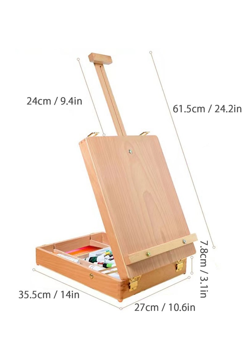 LOOPITYS Portable Desktop Painting Easel for storage of brushes、pigment and painting tools etc，Premium Wooden Sketch box，drawing shelf for Student Artist Beginner painter artist - Image 4
