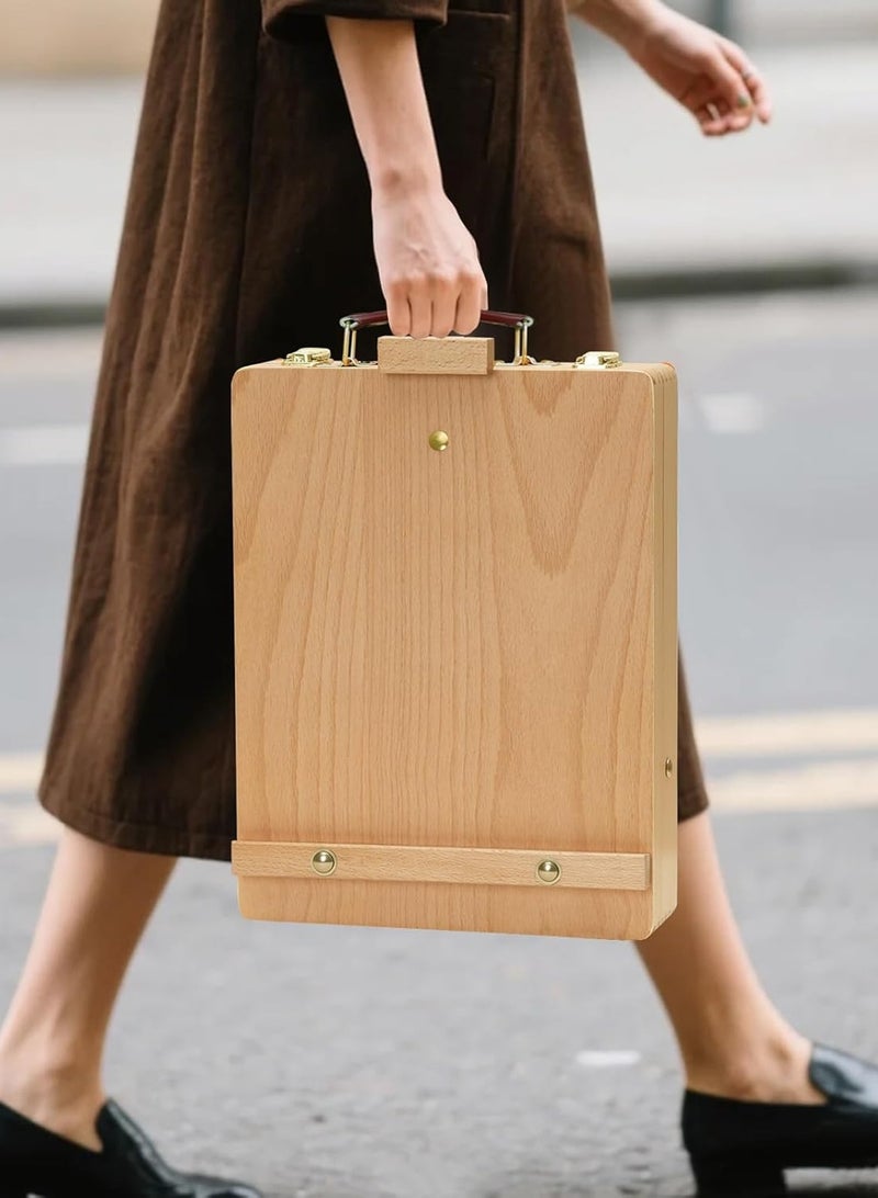 LOOPITYS Portable Desktop Painting Easel for storage of brushes、pigment and painting tools etc，Premium Wooden Sketch box，drawing shelf for Student Artist Beginner painter artist - Image 5