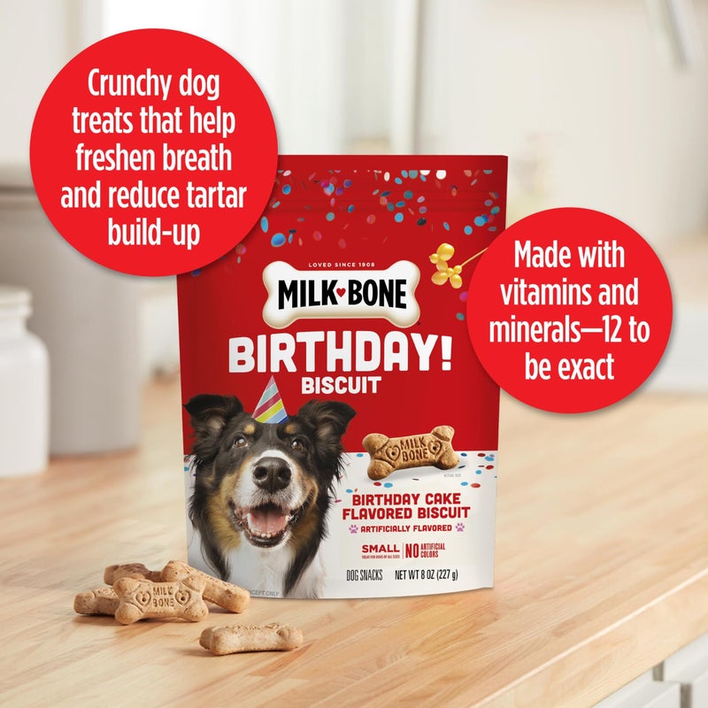 Milk-Bone Celebrate Birthday Cake Artificially Flavored Biscuits, Small Dog Treats, 8 oz. Bag - Image 4