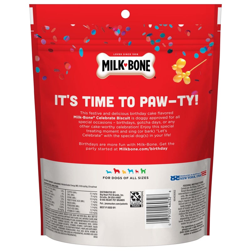 Milk-Bone Celebrate Birthday Cake Artificially Flavored Biscuits, Small Dog Treats, 8 oz. Bag - Image 3