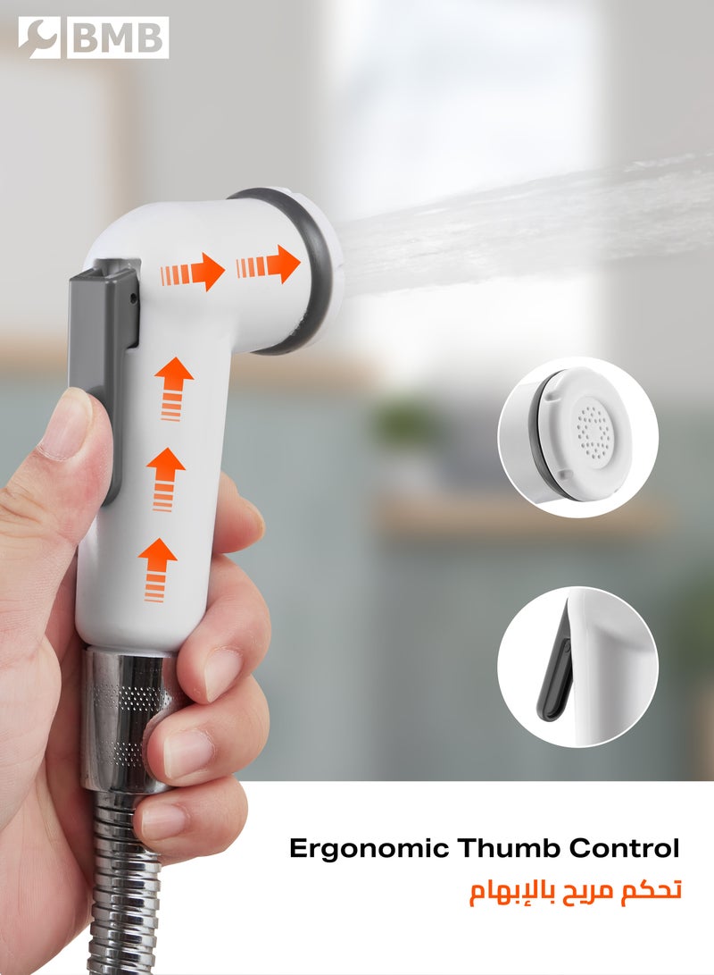 لوازم شطاف محمول مكون من قطعتين، مصنوع من مادة بلاستيكية قوية - رشاش خفيف وسهل التركيب مع ضغط قابل للتعديل، مثالي للنظافة الشخصية، واستخدامه في الحمام، وتنظيف السيارات، وسقاية النباتات. - Image 4
