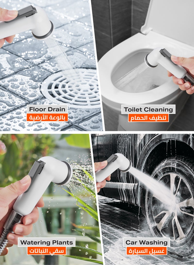 لوازم شطاف محمول مكون من قطعتين، مصنوع من مادة بلاستيكية قوية - رشاش خفيف وسهل التركيب مع ضغط قابل للتعديل، مثالي للنظافة الشخصية، واستخدامه في الحمام، وتنظيف السيارات، وسقاية النباتات. - Image 5