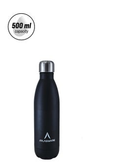 Atlasware Water Bottle with a Capacity of 500 ml, Stainless Steel Water Bottle that keeps Cold for 37 Hours and Keeps Heat for 16 Hours, Black  - Image 2