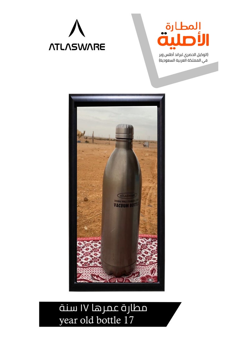 Atlasware - Water Bottle with a Capacity of 500 ml, Stainless Steel Water Bottle that keeps Cold for 37 Hours and Keeps Heat for 16 Hours, Black - Image 1