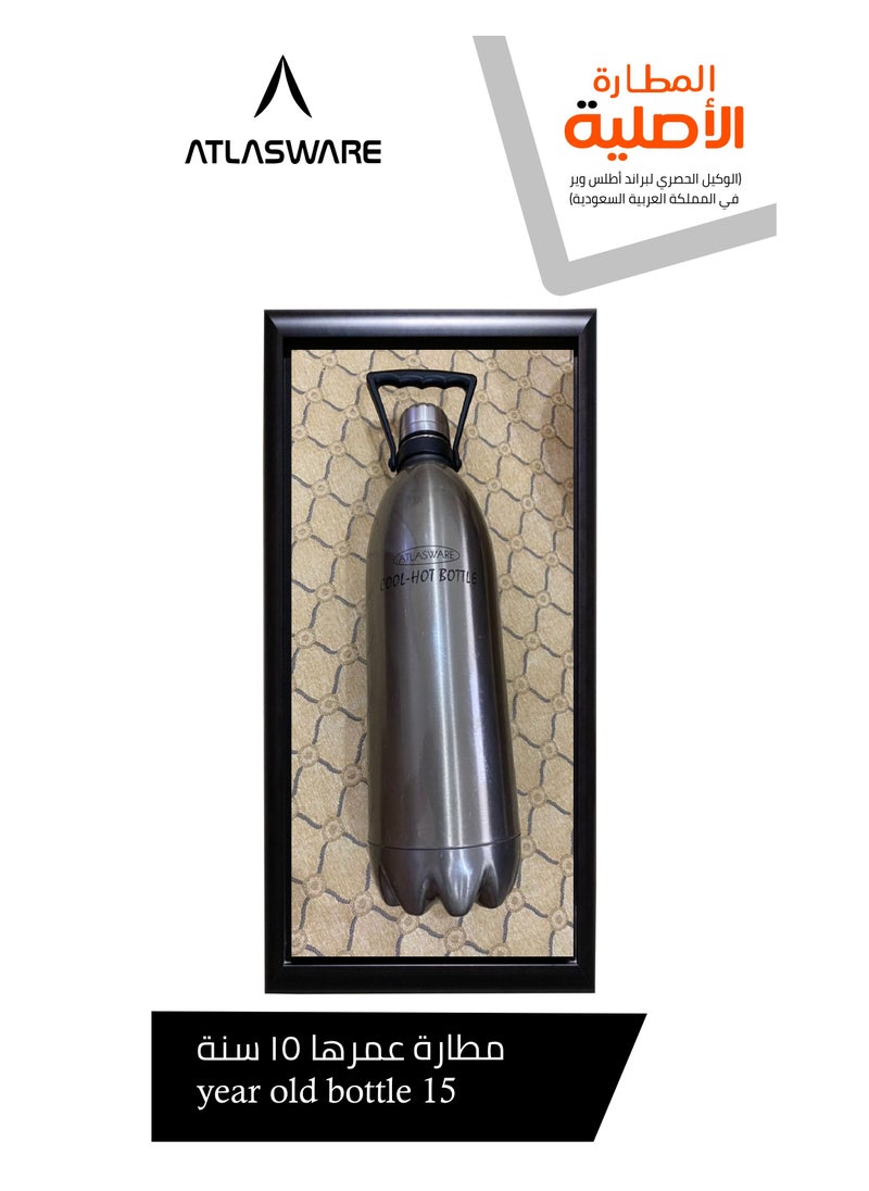 Atlasware - Water Bottle with a Capacity of 500 ml, Stainless Steel Water Bottle that keeps Cold for 37 Hours and Keeps Heat for 16 Hours, Black - Image 1