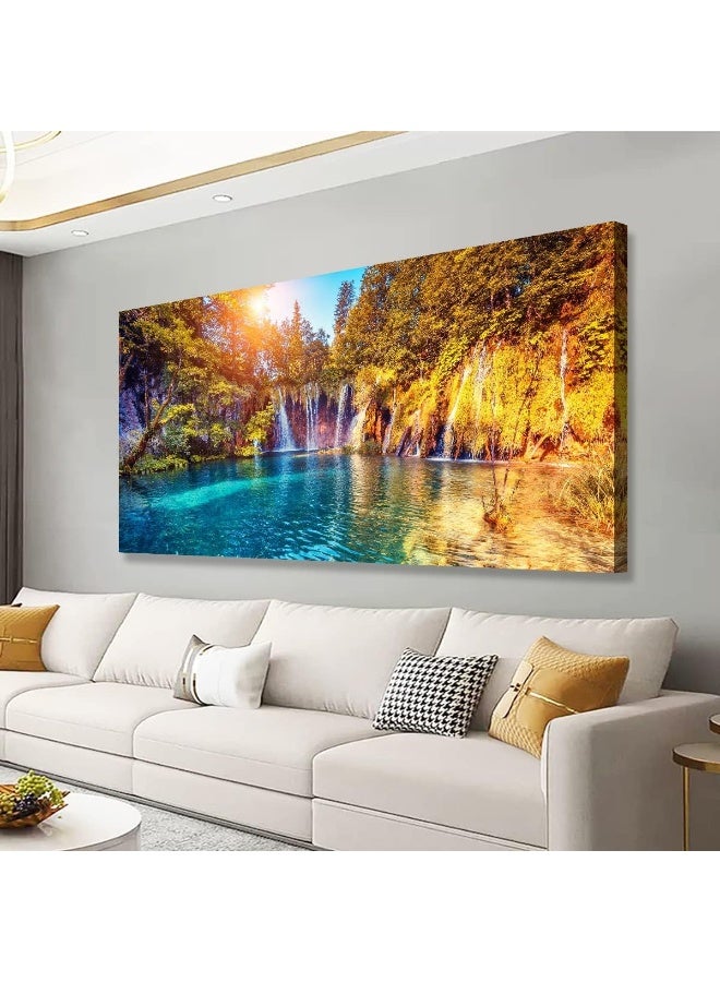 Home Trove Lake Water Pictures Canvas Wall Art For Living Room Bedroom Wall Decor  - Image 1