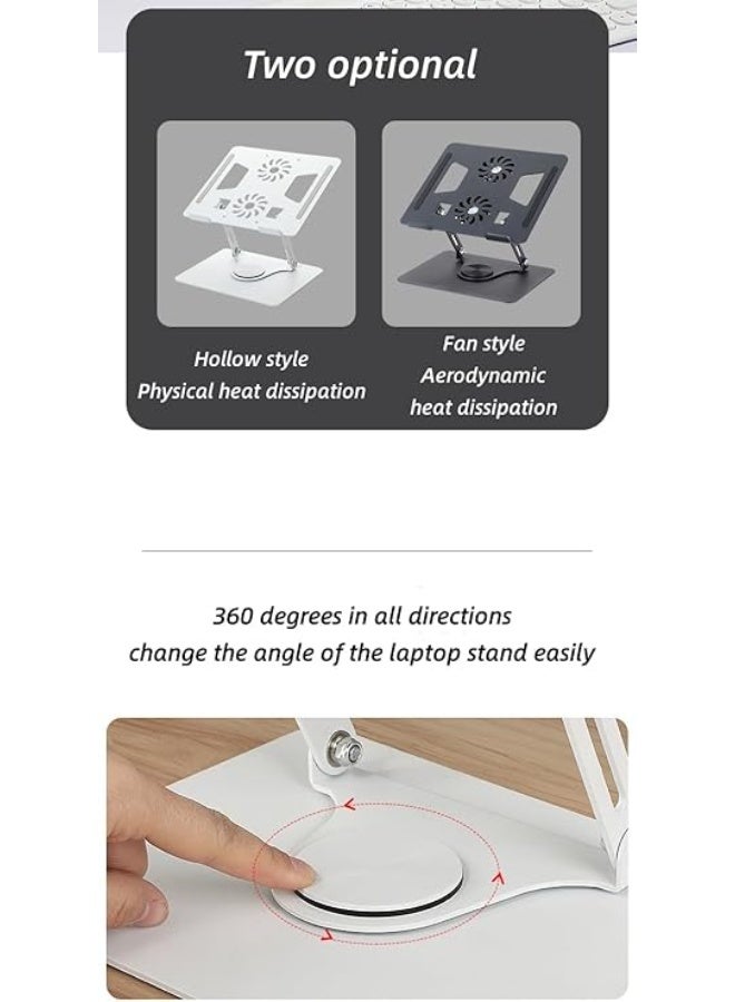 360° Rotating Aluminum Laptop Stand – Adjustable Notebook Riser with Cooling Fans for 11–17" Laptops - Image 3