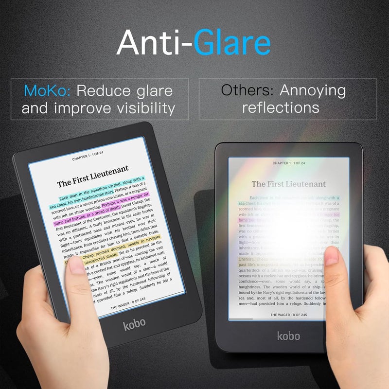 MoKo 2-Pack Screen Protector for Kobo Clara Colour 6" 2024/Kobo Clara BW 6" 2024/Kobo Clara 2E 6" 2022, Anti-Glare Premium PET Protective Film Full-Coverage Matte Screen Protector - Image 2