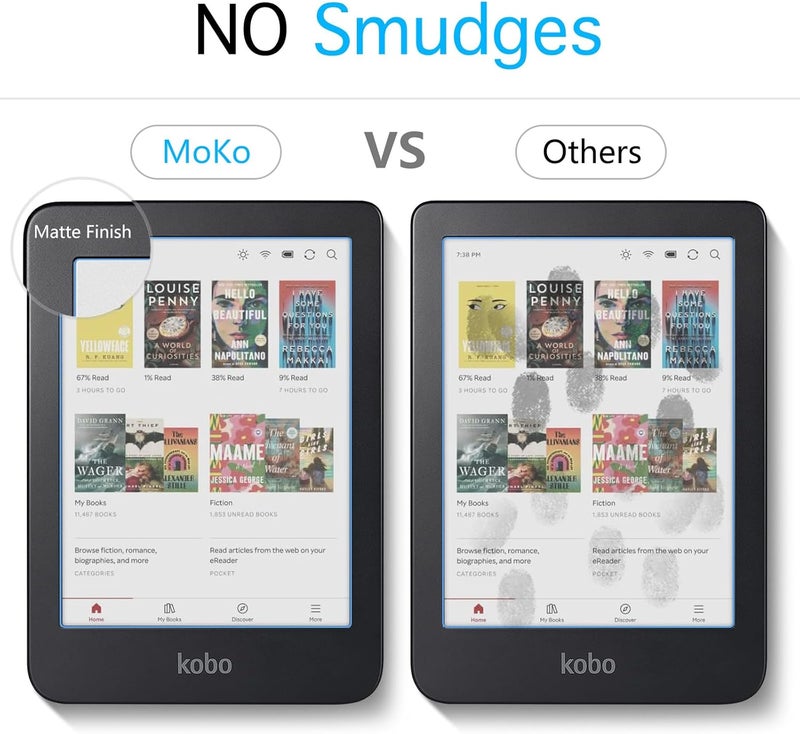 MoKo 2-Pack Screen Protector for Kobo Clara Colour 6" 2024/Kobo Clara BW 6" 2024/Kobo Clara 2E 6" 2022, Anti-Glare Premium PET Protective Film Full-Coverage Matte Screen Protector - Image 3