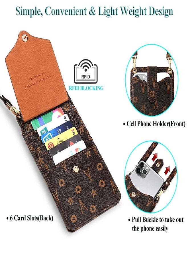 Peacocktion Crossbody Bags for Women Travel Vegan Leather Small Cell Phone Purse Mini Cross Body Bag with Card Slot Trendy Card Holder Chocolate Dark Brown - Image 3