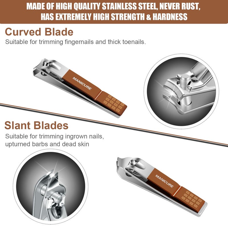 Leipple Manicure Set Professional Nail Clippers Pedicure Kit, 16 pcs Stainless Steel Nail Care Tools Grooming Kit with Luxurious Travel Leather Case for Thick Nails Men Women Gift (Brown) - Image 3