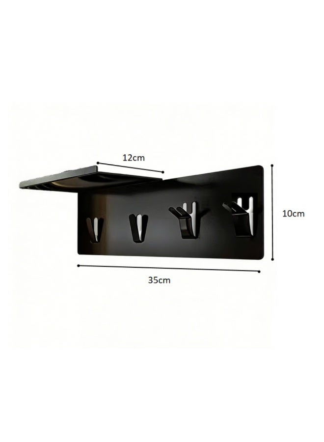 Smart Storage Multi-Functional Bathroom Shelf Toothbrush Holder Wall Rack – Space Saving Black - Image 5