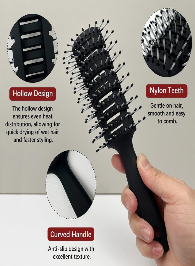 Zoolinn Black Vented Hairbrush - Anti-Static, Detangling & Scalp Massaging Hairbrush for Curly, Straight, Short Hair, for Men & Women, Blow-Dry Faster - Image 4