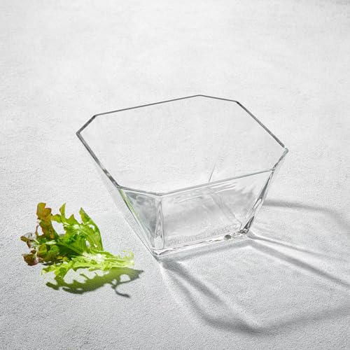 Vikko Glass Salad Bowls  Thick Square Bowls for Snacks Serving  Entertaining  64 Oz Decorative Fruit Bowl 2 Quart Clear Glass Serving Bowl