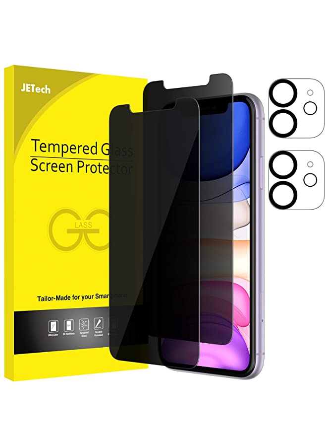 Jetech Privacy Screen Protector for iPhone 11 6.1-Inch with Camera Lens Protector, Anti Spy Tempered Glass Film, 2-Pack Each - Image 1