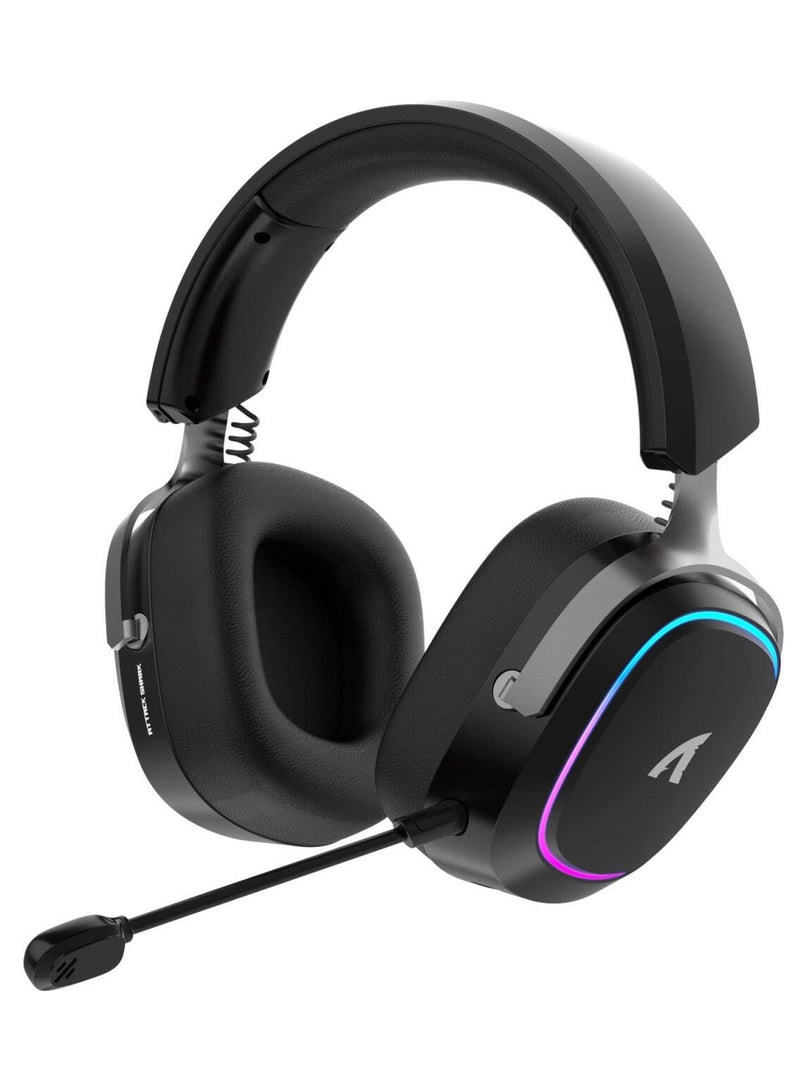 Attack Shark G800 Wireless Gaming Headset, 7.1 Surround Sound,Memory Foam Ear Pads,Durable Aluminum Frame,Detachable Microphone, Bluetooth/2.4G Wireless/Wired Headphone for PC,PS5,PS4,Xbox One(Black) - Image 1