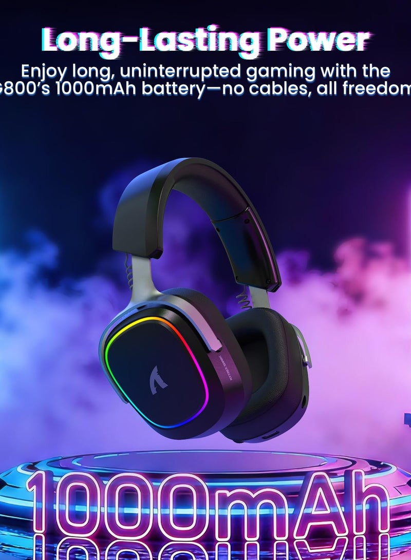 Attack Shark G800 Wireless Gaming Headset, 7.1 Surround Sound,Memory Foam Ear Pads,Durable Aluminum Frame,Detachable Microphone, Bluetooth/2.4G Wireless/Wired Headphone for PC,PS5,PS4,Xbox One(Black) - Image 5
