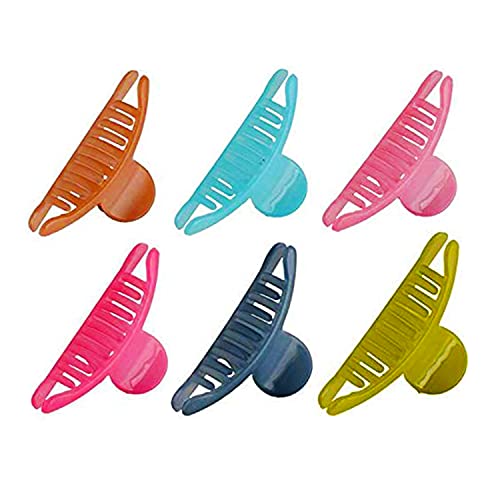 BIRDWARE Medium-Size Shell, Multi Color Imported Acrylic Material Stone Butterfly Hair Clips For Women (Pack of 6 Pc, Multi Colour) | Hair Clutchers (Multi-colored) - Image 1
