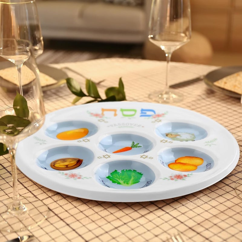 Newtay 24 Pcs Passover Seder Plate Plastic 10 Disposable Plates Passover Decorations for Kids Adults Communal Seders Foods Pesach Kitchen Accessories Table Decorations - Image 5