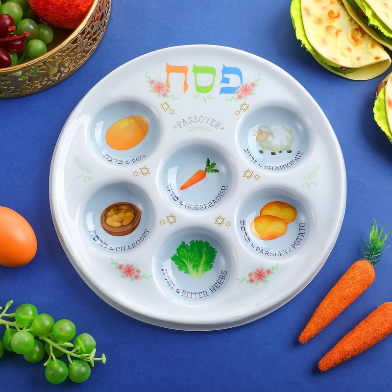 Newtay 24 Pcs Passover Seder Plate Plastic 10 Disposable Plates Passover Decorations for Kids Adults Communal Seders Foods Pesach Kitchen Accessories Table Decorations - Image 4