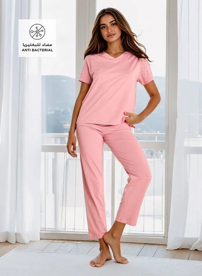 سبلاش فيڤ طقم بيجامة مطرزة بشيفلي