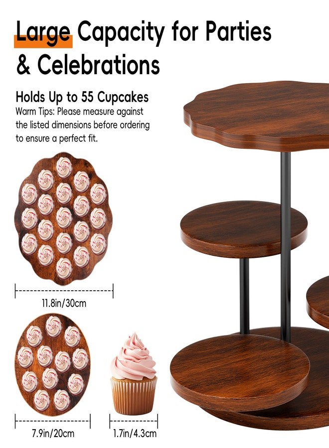 LLWAN 4 Tier Round Cupcake Tower Stand for 50 Cupcakes, Vintage Farmhouse Tiered Cake Tower with 360° Serving Tray for Dessert Display, Ideal for Wedding Birthday Baby Shower Tea Party Christmas - Image 5