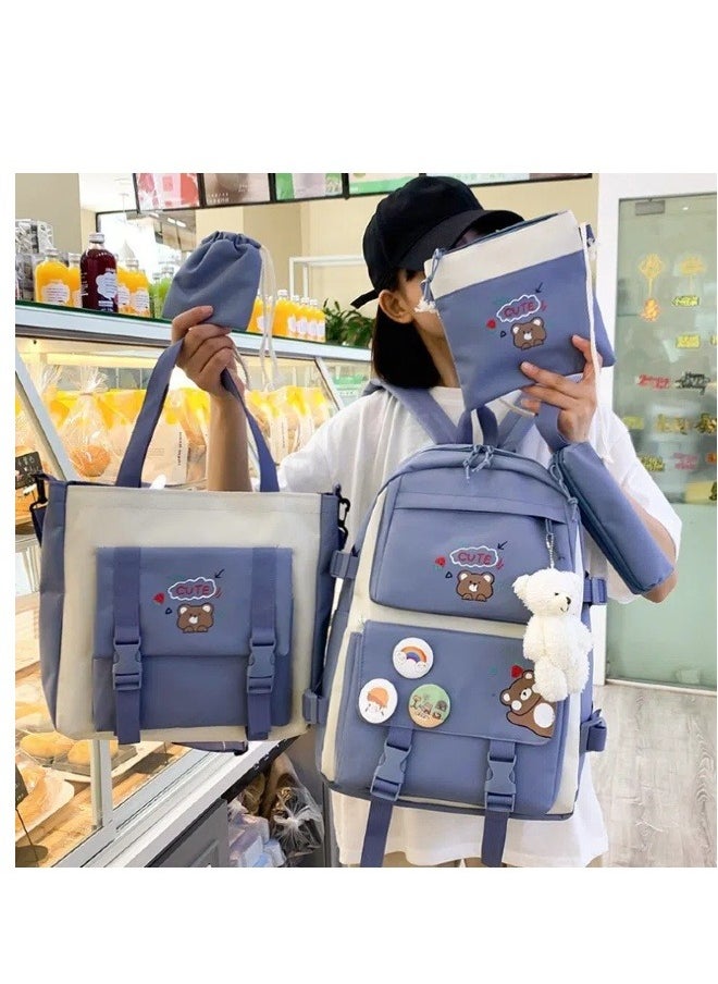 Generic - 5 pcs Backpack Set, School Bag Kids' Book bag, Casual pack, Travel Backpack, include Shoulder Bag,Handbag,Drawstring&Pencil Bag for Boys or Girls - Image 1