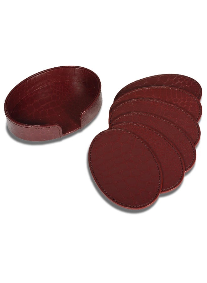 FIS Executive Desk Set, Vinyl Materials, Set of 10 Pieces, Unique Olive Shape Pieces, Crocodile Texture Design Cover, Burgundy Color-FSDSEXVL242BU - Image 5