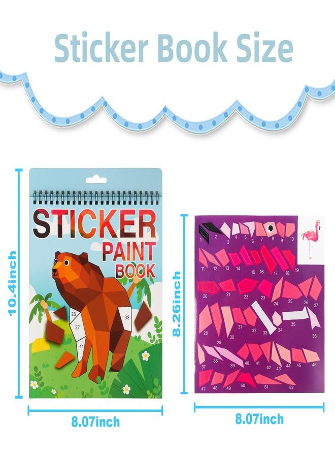 TPQKA 2PCS Crafts for Kids Ages 4-8,8-10 Sticker Paint Number Books Sticker Books for Kids Animal and Ocean Stickers for Birthday Easter Party Favor Road Plane Car Travel Activity (Ocean+Animal) - Image 2