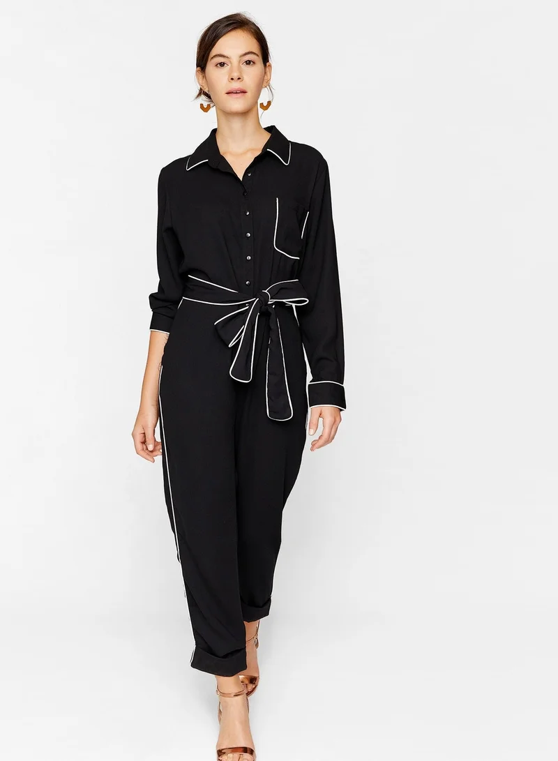 ذا ليبل لايف Monochrome Contrast Piping Jumpsuit