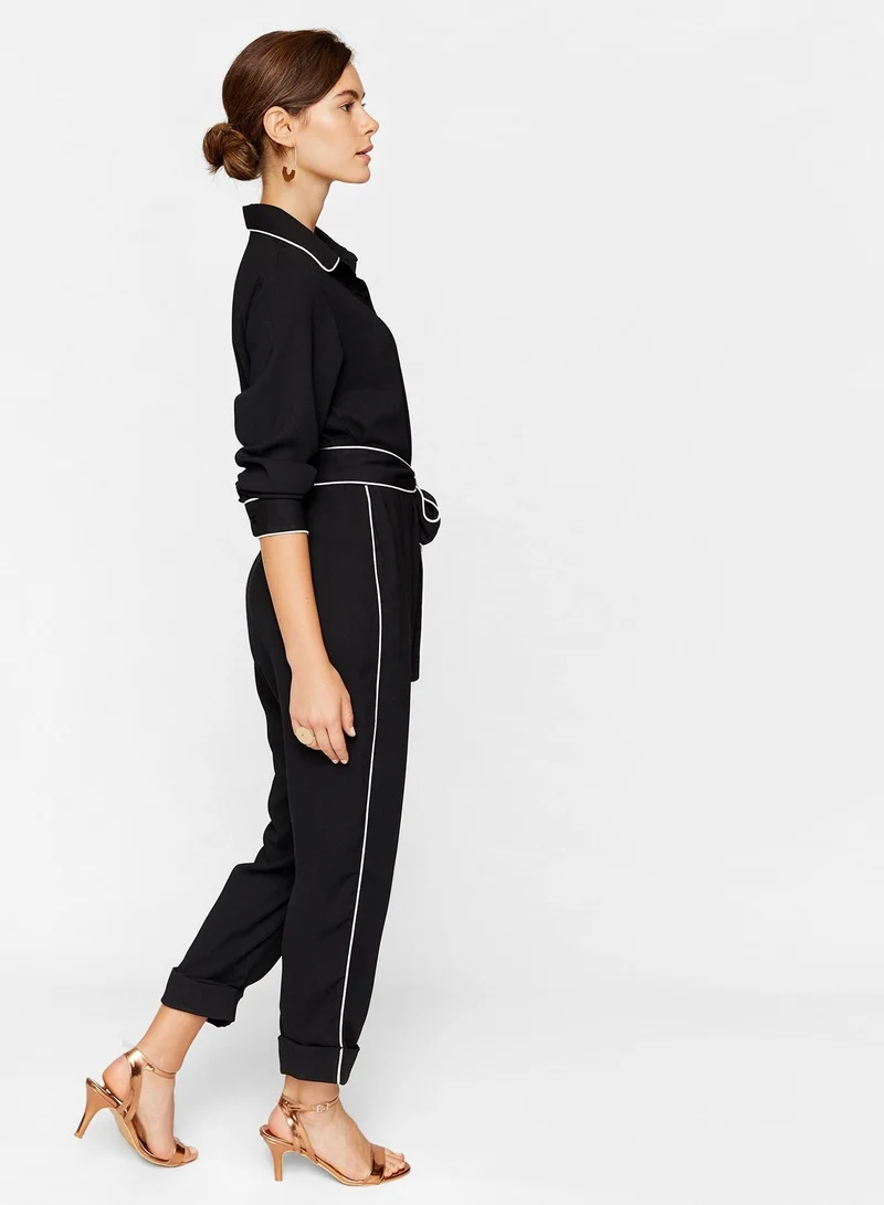 ذا ليبل لايف Monochrome Contrast Piping Jumpsuit