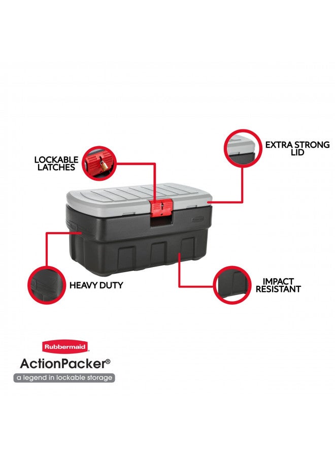 Rubbermaid Rubbermaid ActionPacker Lockable Storage Box, 35 Gal, Grey and Black, Outdoor, Industrial, Rugged  - Image 4