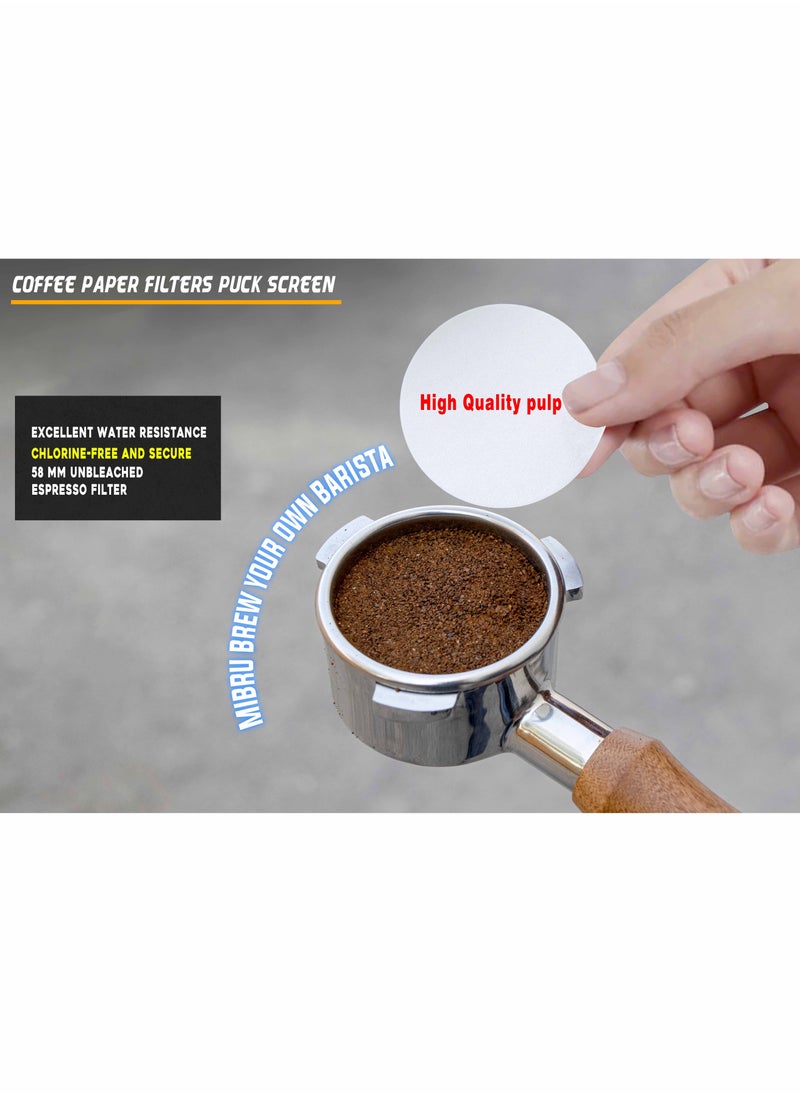 MIBRU - Coffee Espresso Machine 100pcs Paper Filter 58mm Filter Puck Screen Portafilter Paper Compatible with Nova Simonelli and similar 58mm Secondary Water Separation Filter Special Filter Paper - Image 1