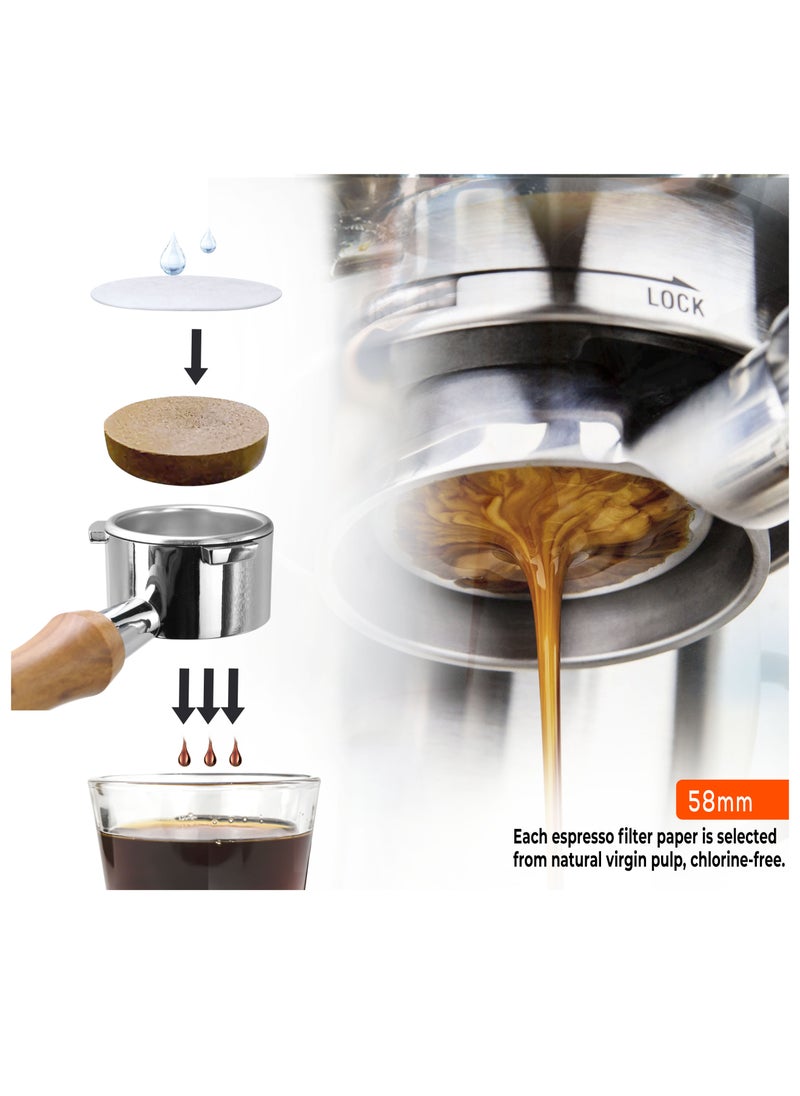 MIBRU - Coffee Espresso Machine 100pcs Paper Filter 58mm Filter Puck Screen Portafilter Paper Compatible with Nova Simonelli and similar 58mm Secondary Water Separation Filter Special Filter Paper - Image 1