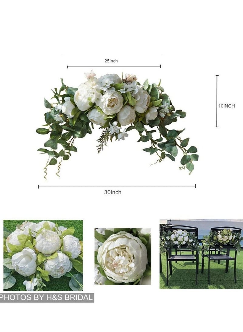 Excefore Wedding Arch Flowers, 30 Inch Rustic Artificial Floral Swag for Lintel, Green Leaves Rose Peony Sunflowers Reception Backdrop Sweetheart Table Decoration  - Image 2