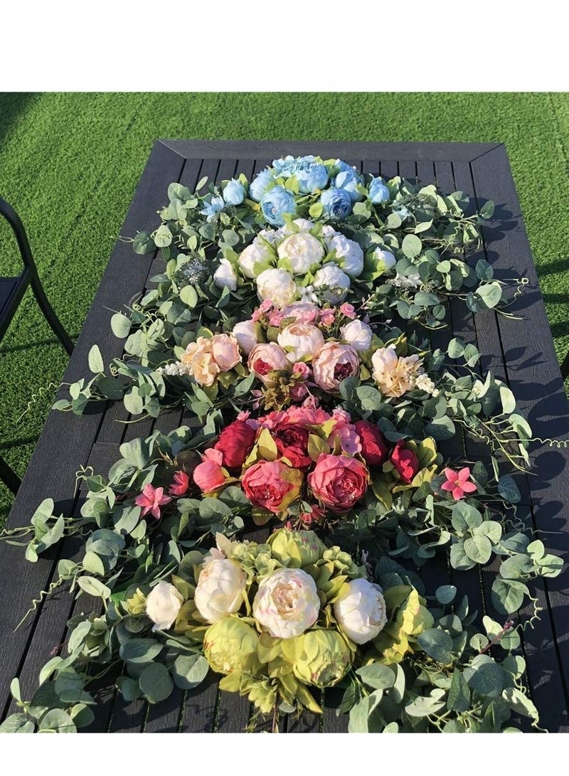 Excefore Wedding Arch Flowers, 30 Inch Rustic Artificial Floral Swag for Lintel, Green Leaves Rose Peony Sunflowers Reception Backdrop Sweetheart Table Decoration  - Image 4