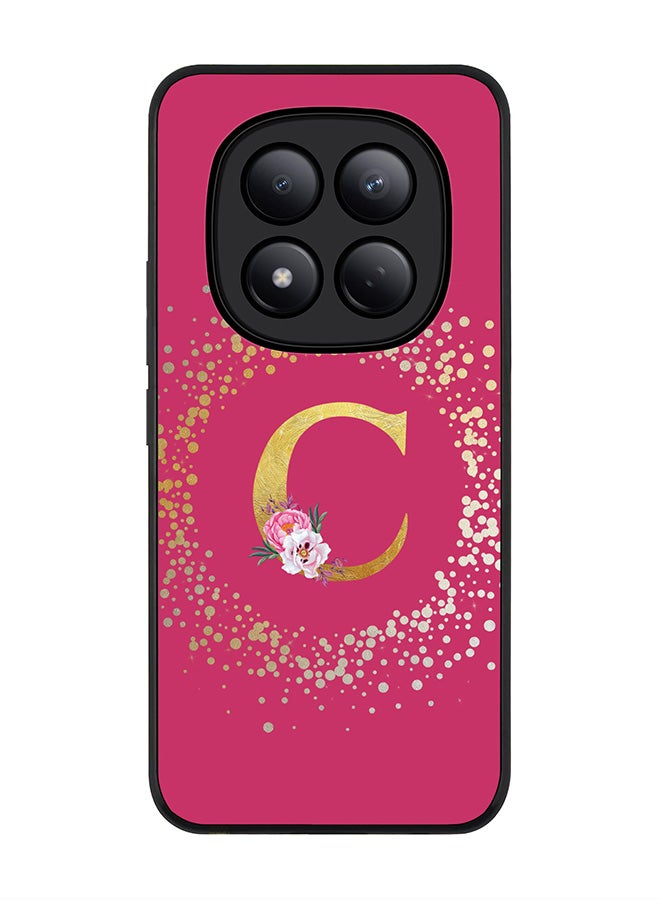 For Xiaomi Redmi Note 15 Pro 4G Case,Slim fit Camera Protection, Shockproof Thin Phone cover  - Custom Monogram Floral - C ( Deep Pink )