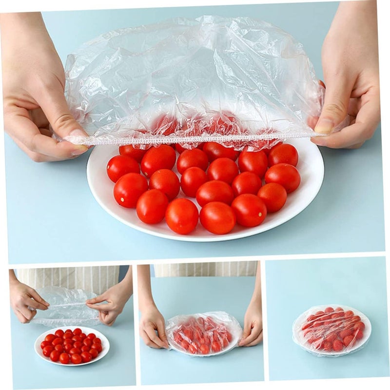 GALPADA 300pcs Elastic Food Preservation Covers Pe Plastic Wrap for Bowls Plates and Containers Food Storage for Fridge and Kitchen Use - Image 3