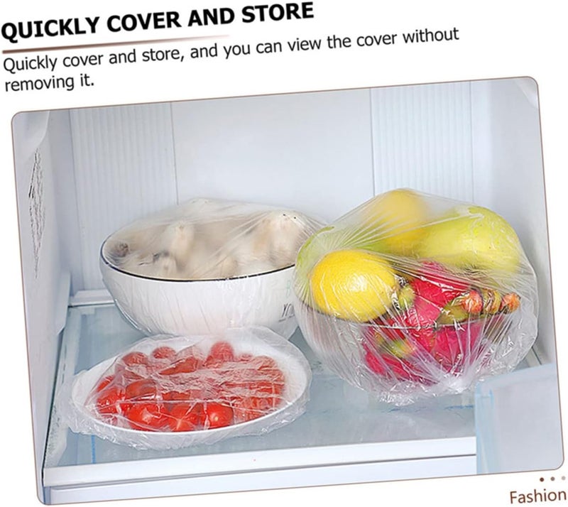 GALPADA 300pcs Elastic Food Preservation Covers Pe Plastic Wrap for Bowls Plates and Containers Food Storage for Fridge and Kitchen Use - Image 4