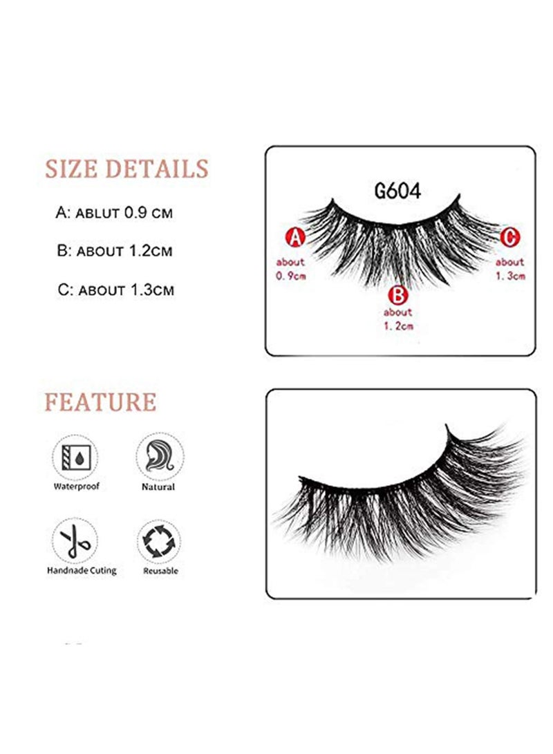 KASTWAVE False Eyelashes, 5 Pairs Strip Lashes Faux Mink False Lashes Long Thick Eyelashes for Makeup Eyelashes Extension, 3D Hand-made Natural Reusable Fake Eye Lashes with Tweezers - Image 3