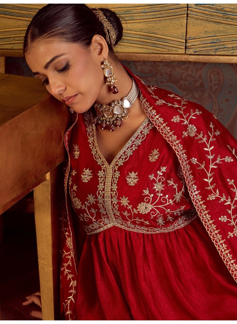 Ameya Embroidered-a-line-kurta-trousers-with-dupatta-set - Image 4